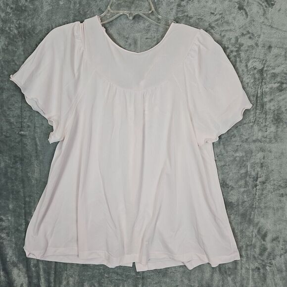 SHADOWLINE Lg Pink Embroidered Bed Jacket Top Lingerie Silky Nylon Vintage - Picture 7 of 11